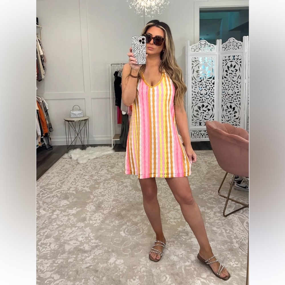 Wild Fable Vibrant Crochet Halter Dress coverup - Picture 3 of 10